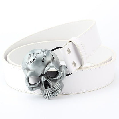 Demetrius Wraith Skull - The Nevermore Gothic Belt – Unique Gothic Fashion by Nevermore Lifestyle & Tech | White