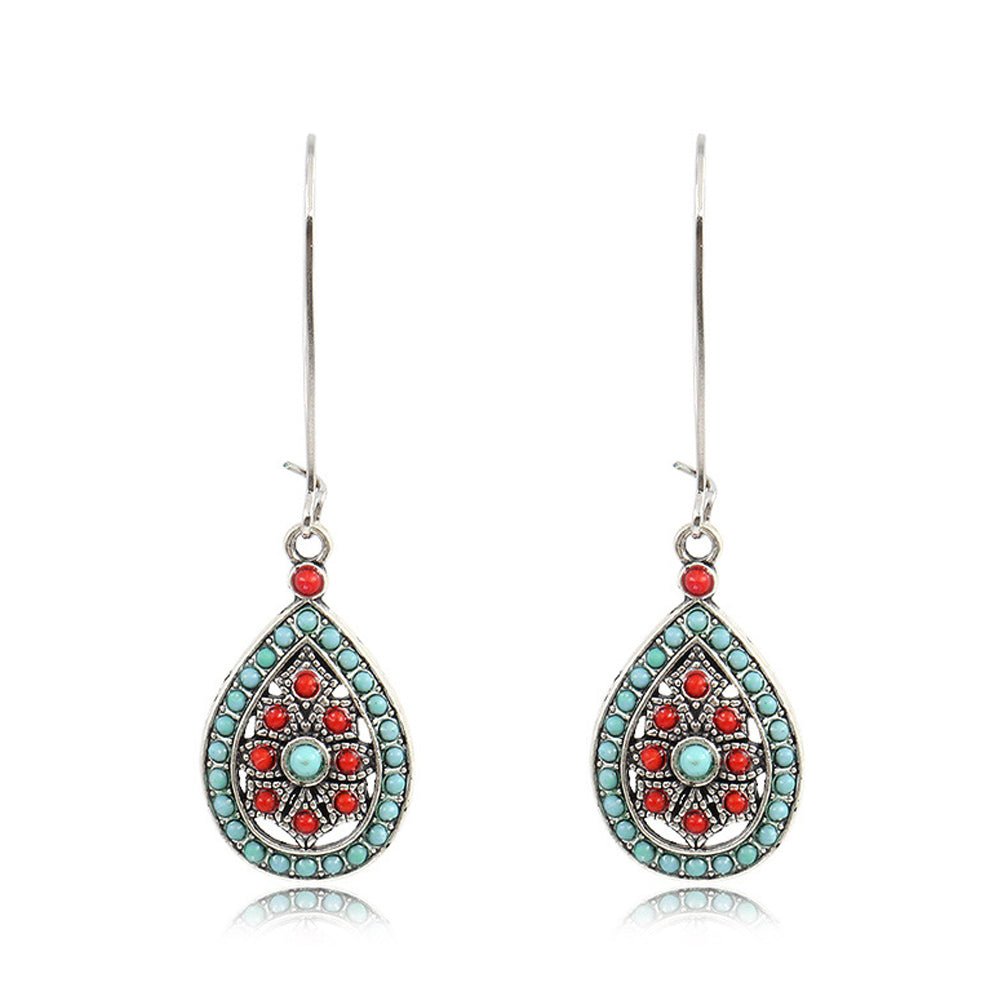 Desert Relic – Beaded Teardrop Dangle Earrings by The Nevermore – Unique Earrings by The Nevermore | Red and blue