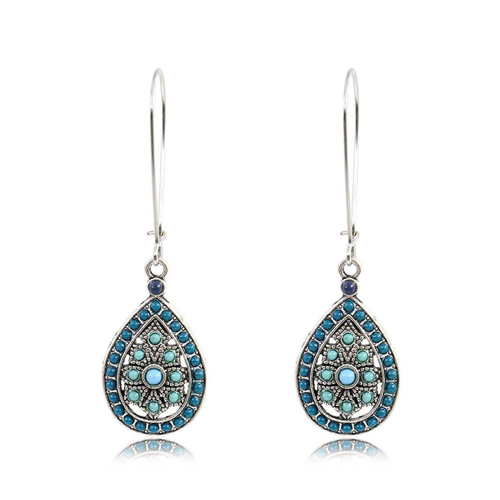 Desert Relic – Beaded Teardrop Dangle Earrings by The Nevermore – Unique Earrings by The Nevermore | Turquoise Blue