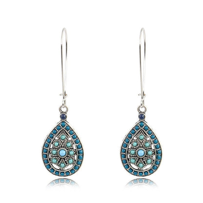 Desert Relic – Beaded Teardrop Dangle Earrings by The Nevermore – Unique Earrings by The Nevermore | Turquoise Blue