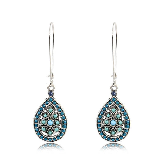 Desert Relic – Beaded Teardrop Dangle Earrings by The Nevermore – Unique Earrings by The Nevermore | Turquoise Blue