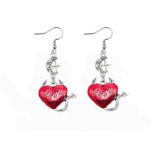 Devil's Heart - The Nevermore Gothic Earrings – Unique Gothic Earrings by Nevermore Lifestyle & Tech | Red
