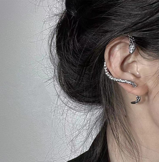 Dorian Darkmere Winding Snake - The Nevermore Gothic Ear - wrap Ear - cuff Earring – Unique Gothic Earrings by Nevermore Lifestyle & Tech | Snake earring right ear