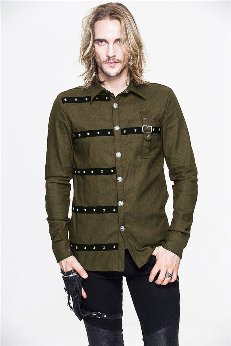 Dorian - The Nevermore Gothic Shirt for Men – Unique Gothic Fashion for Men by Nevermore Lifestyle & Tech | 3XL Army Green