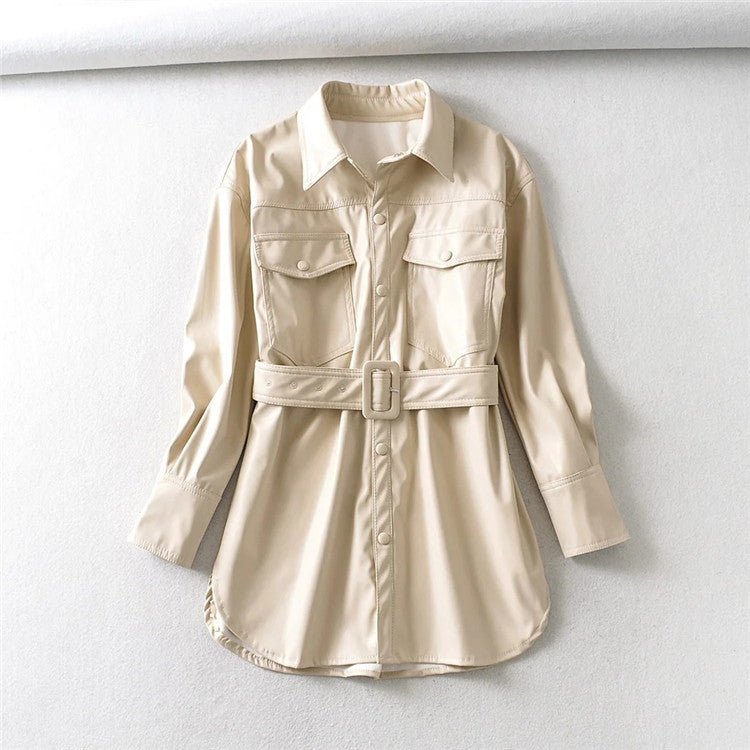 Dorie Chic - The Nevermore Women's Leather Coat – Unique Fashion for Women by Nevermore Lifestyle & Tech | L Cream color