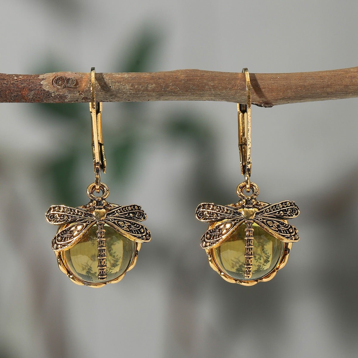Dragonfly Crystal Droppers - The Nevermore Earrings – Unique Accessories by Nevermore Lifestyle & Tech | Champagne