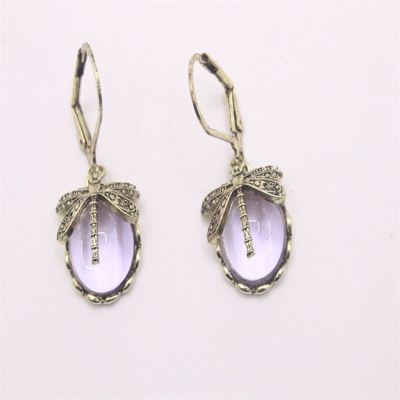 Dragonfly Crystal Droppers - The Nevermore Earrings – Unique Accessories by Nevermore Lifestyle & Tech | Light Purple