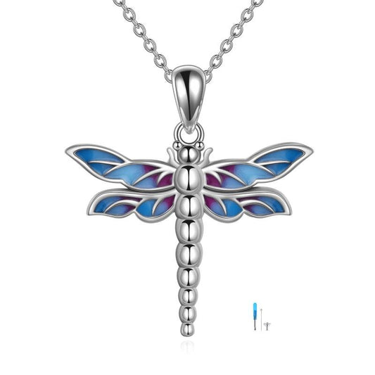 Dragonfly Urn for Ashes - The Nevermore Sterling Silver Pendant Necklace