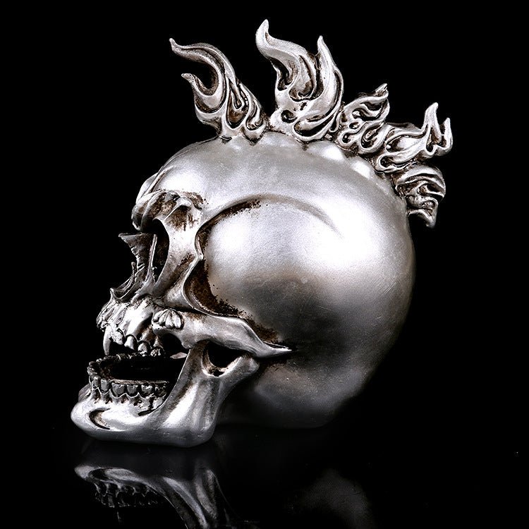 Draven Blackthorne - The Nevermore Gothic Home Decor SILVER RESIN SKULL Head Figure Ornament Occult Skeleton GOTHIC PUNK Decor – Unique Home Decor by Nevermore Lifestyle & Tech | Skull