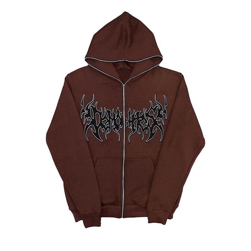Draven Swiftstrike - The Nevermore Hooded Coat - Sweater with Zipper for Men – Unique Men's Fashion by Nevermore Lifestyle & Tech | L Light Brown