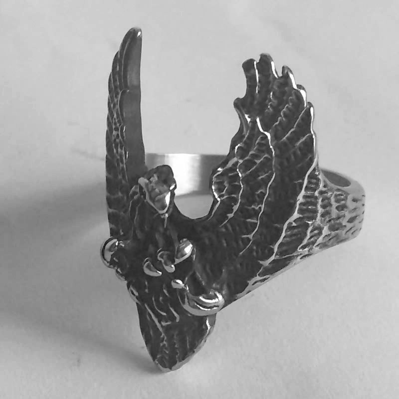 Eagle - The Nevermore Gothic Ring Titanium Steel – Unique Gothic Rings by Nevermore Lifestyle & Tech | 10 Black