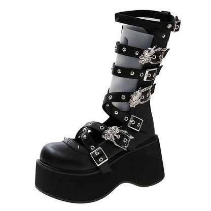 Echo Tempest - Gothic Thick Bottom Sandals by The Nevermore – Unique Gothic Fasfion for Women by Nevermore Lifestyle & Tech | 35 Black
