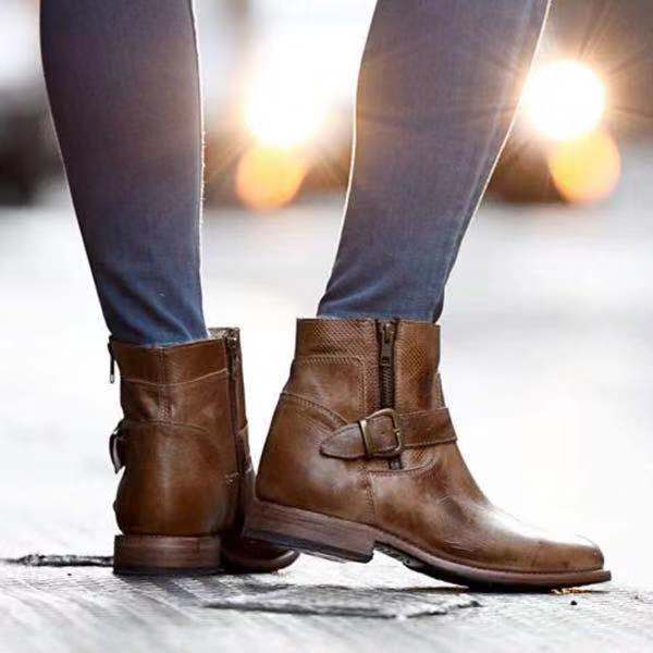 EchoStride - Modern Short Square Heel Boots by The Nevermore – Unique Boots by Nevermore Lifestyle & Tech | 34 Dark Brown