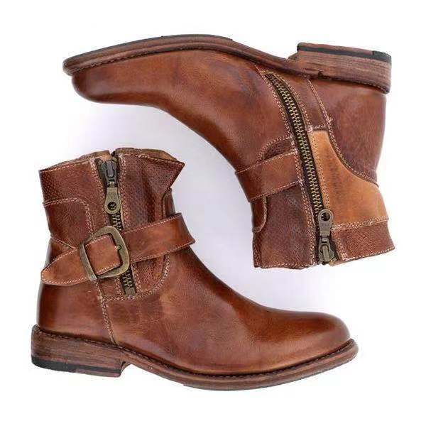 EchoStride - Modern Short Square Heel Boots by The Nevermore – Unique Boots by Nevermore Lifestyle & Tech | 34 Dark Brown