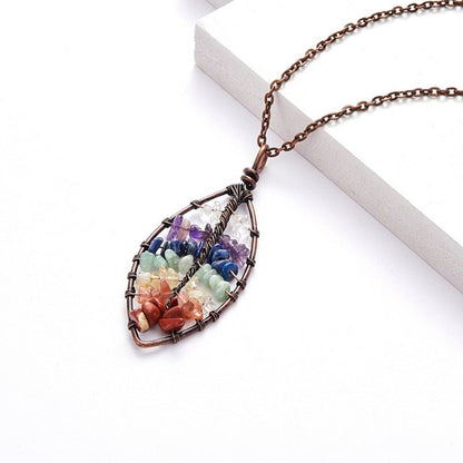 Eclectic Dream - The Nevermore Lucky Tree Pendant Natural Stone – Unique Boho Pendants by Nevermore Lifestyle & Tech | Leaves