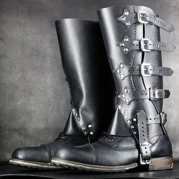 Eclipse - The Nevermore Steampunk Leather guard belt buckle leg shoe cover for Men – Unique Steampunk Accessories by Nevermore Lifestyle & Tech | Black