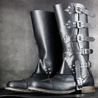 Eclipse - The Nevermore Steampunk Leather guard belt buckle leg shoe cover for Men – Unique Steampunk Accessories by Nevermore Lifestyle & Tech | Black