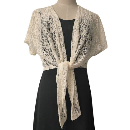 Eclipse Veil – Lace Tie Bolero by The Nevermore – Unique Jackets by Nevermore Lifestyle & Tech | Beige