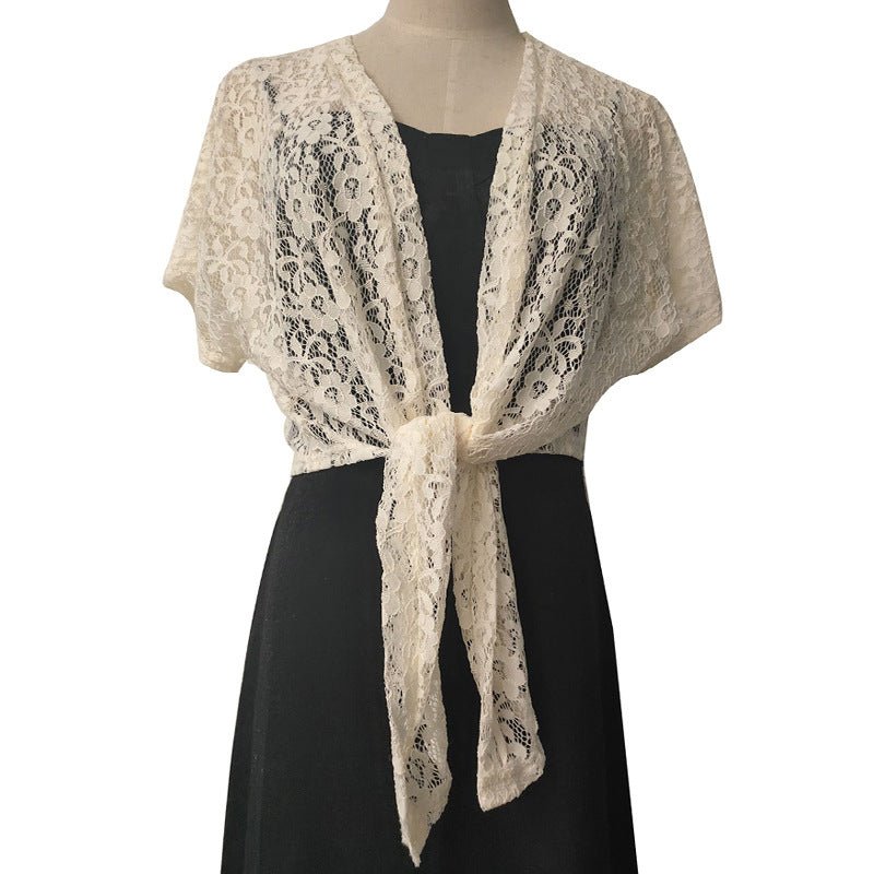 Eclipse Veil – Lace Tie Bolero by The Nevermore – Unique Jackets by Nevermore Lifestyle & Tech | Beige