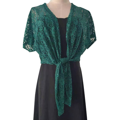 Eclipse Veil – Lace Tie Bolero by The Nevermore – Unique Jackets by Nevermore Lifestyle & Tech | Dark Green