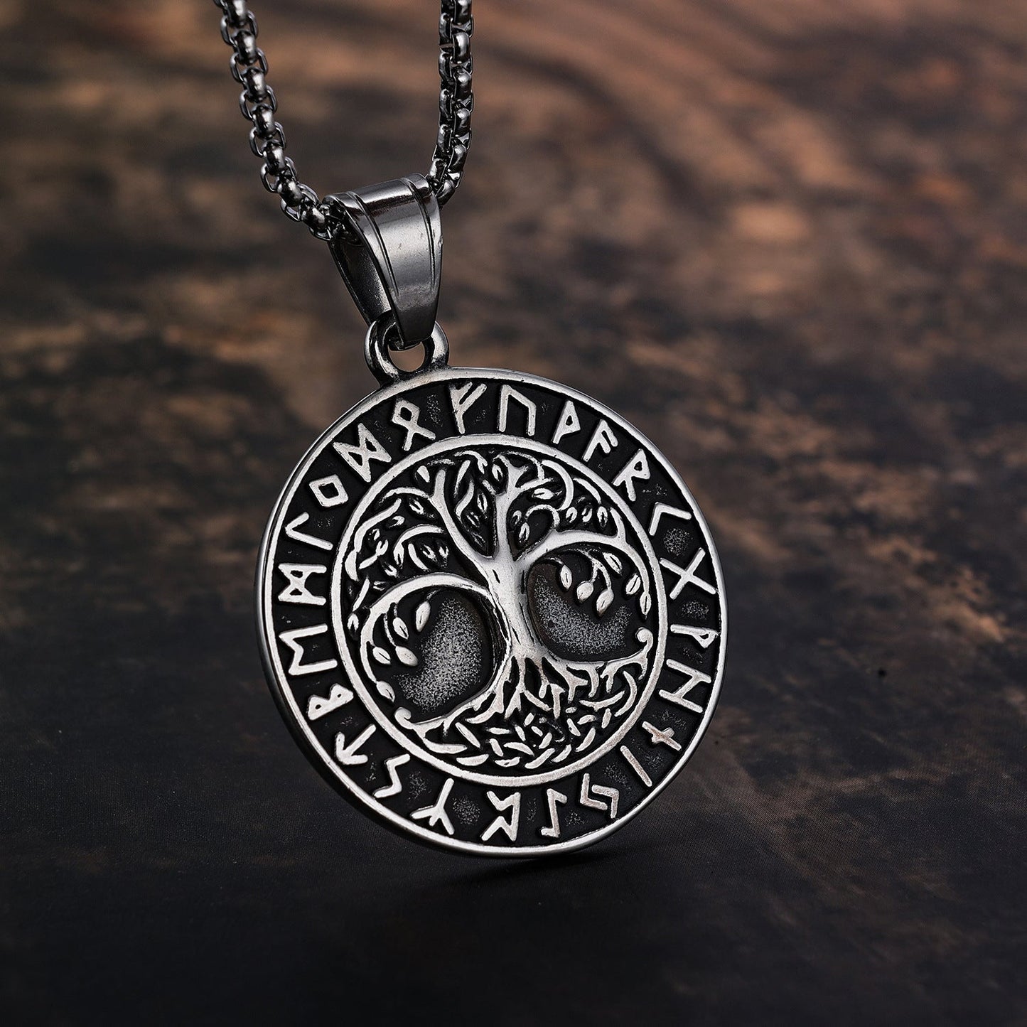 Edda - Norse Viking Steel Tree of Life Pendant by The Nevermore – Unique Gothic Jewelry by Nevermore Lifestyle & Tech | Golden Style 2 Includes Chain