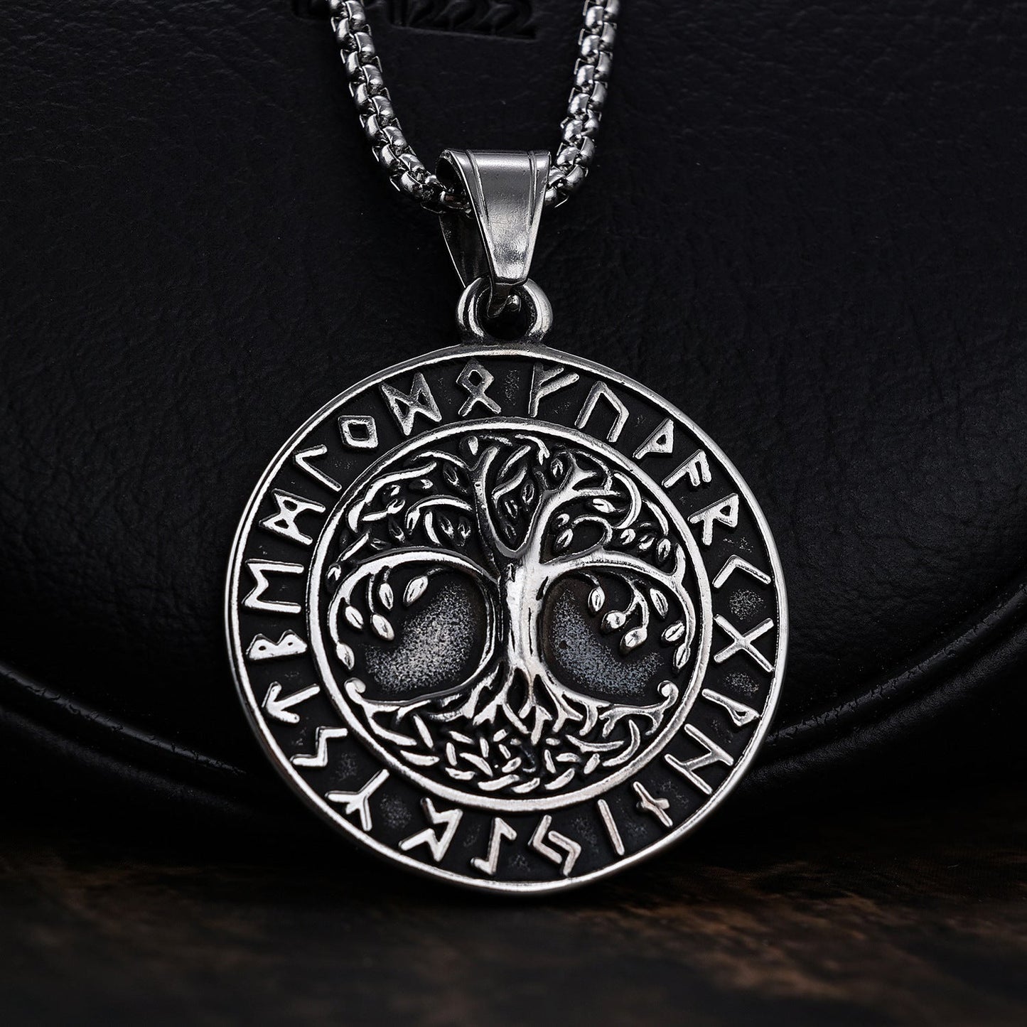 Edda - Norse Viking Steel Tree of Life Pendant by The Nevermore – Unique Gothic Jewelry by Nevermore Lifestyle & Tech | Golden Style 2 Includes Chain