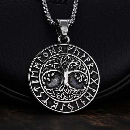 Edda - Norse Viking Steel Tree of Life Pendant by The Nevermore – Unique Gothic Jewelry by Nevermore Lifestyle & Tech | Golden Style 2 Includes Chain