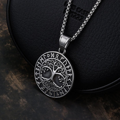 Edda - Norse Viking Steel Tree of Life Pendant by The Nevermore – Unique Gothic Jewelry by Nevermore Lifestyle & Tech | Golden Style 2 Includes Chain