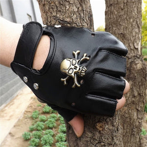 Edmund Darkgrunge gothic half finger gloves – black