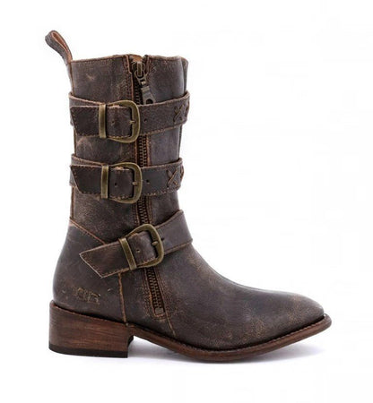 Elara Edge Buckled Motorcycle Boots - by The Nevermore – Unique Boots for Women by Nevermore Lifestyle & Tech | 34 Black