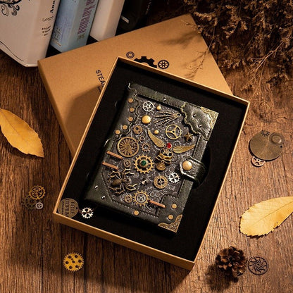 Elvina Sims notebook - The Nevermore Steampunk Gifts – Unique Steampunk Accessories by Nevermore Lifestyle & Tech | Dark green
