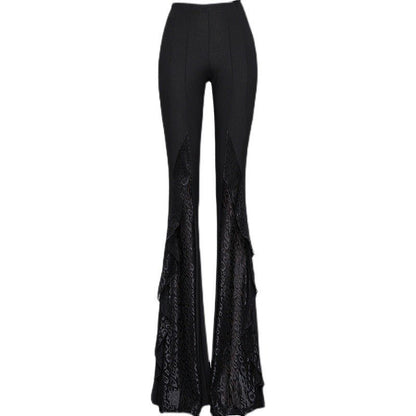 Elvira Twilight - The Nevermore Gothic Pants for Women Lace Stitching High Waist – Unique Gothic Fashion for Women by Nevermore Lifestyle & Tech | 2XL Black