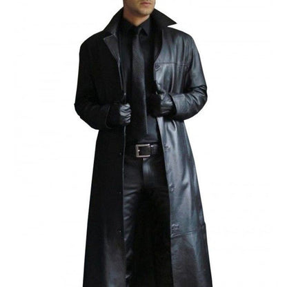 Elysium Dreamweaver - The Nevermore Slim Long Leather Jacket Coat for Men – Unique Men's Fashion by Nevermore Lifestyle & Tech | 3XL Black