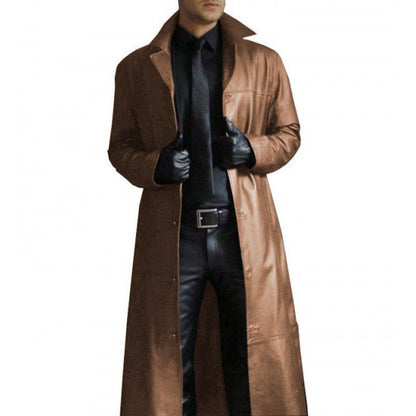 Elysium Dreamweaver - The Nevermore Slim Long Leather Jacket Coat for Men – Unique Men's Fashion by Nevermore Lifestyle & Tech | 3XL Brown