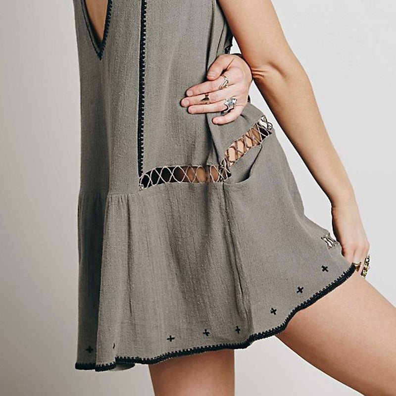 Embroidered Echo - Bohemian Dress by The Nevermore – Unique Dresses by Nevermore Lifestyle & Tech | L Grey