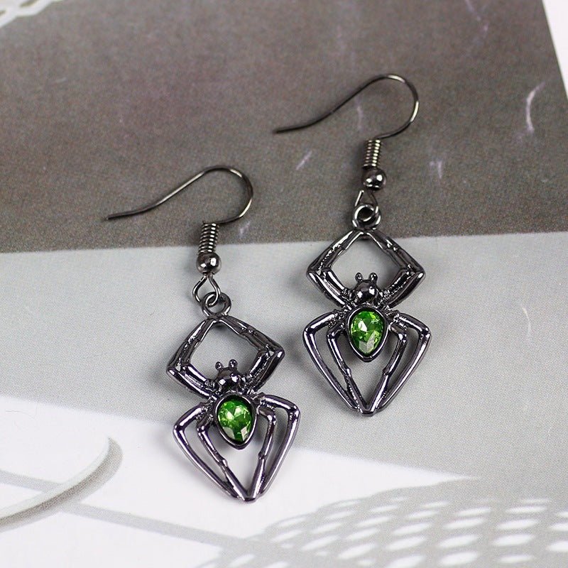 Emerald Widow Spider - The Nevermore Gothic Earrings – Unique Gothic Jewelry by Nevermore Lifestyle & Tech | Spider earrings