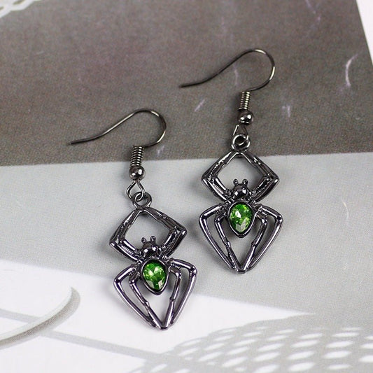 Emerald Widow Spider - The Nevermore Gothic Earrings – Unique Gothic Jewelry by Nevermore Lifestyle & Tech | Spider earrings