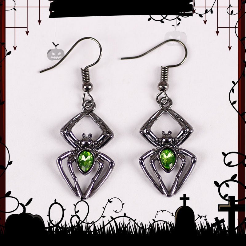 Emerald Widow Spider - The Nevermore Gothic Earrings – Unique Gothic Jewelry by Nevermore Lifestyle & Tech | Spider earrings
