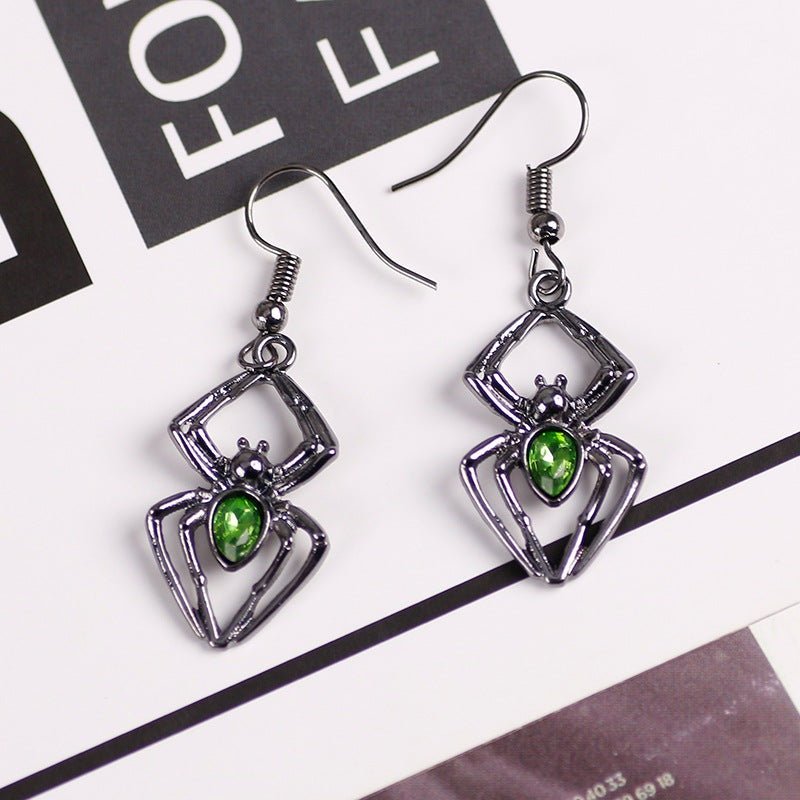 Emerald Widow Spider - The Nevermore Gothic Earrings – Unique Gothic Jewelry by Nevermore Lifestyle & Tech | Spider earrings