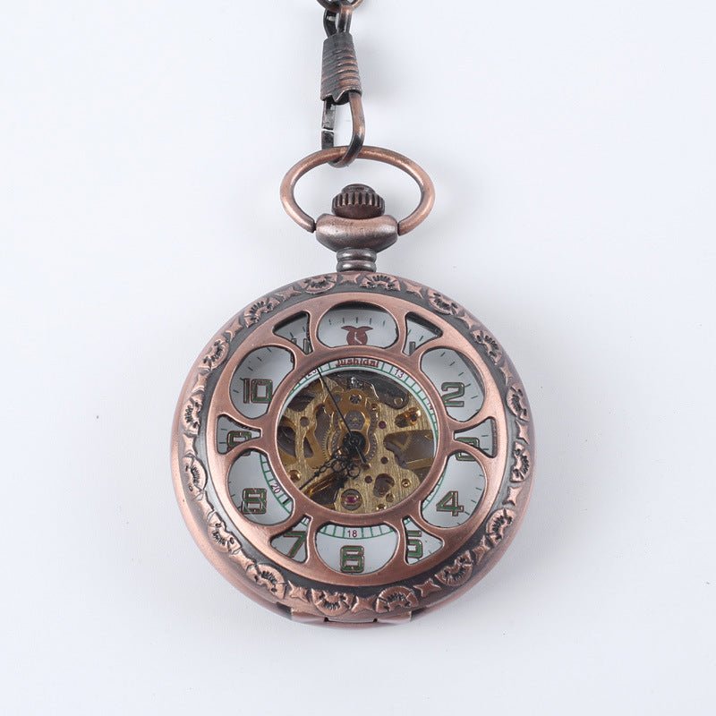 Emery Rookwood - The Nevermore Steampunk Pocket Watch for Men – Unique Steampunk Accessories by Nevermore Lifestyle & Tech | Red ancient
