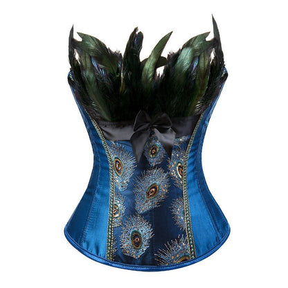 Emory - The Nevermore Peacock Feather Fashion Shapewear Steampunk Corsets Women's – Unique Steampumk Fashion for Women by Nevermore Lifestyle & Tech | 5XL Blue