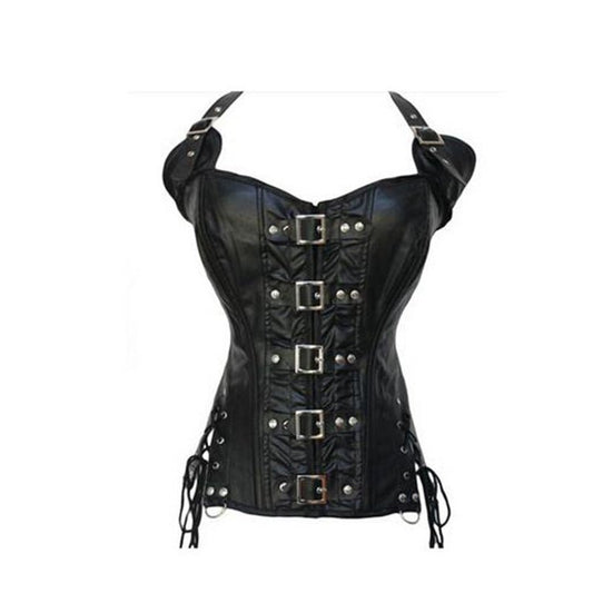 Esmeralda Bloodrose - The Nevermore Gothic Leather Corset for Women – Unique Gothic Fasfion for Women by Nevermore Lifestyle & Tech | L black
