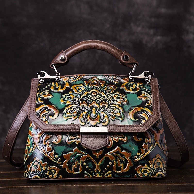Ethereal Essence 1 - Retro Cowhide Handbag by The Nevermore – Unique Bags by Nevermore Lifestyle & Tech | Green