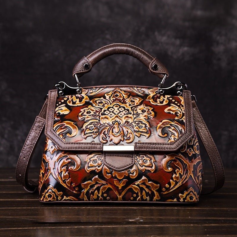 Ethereal Essence 1 - Retro Cowhide Handbag by The Nevermore – Unique Bags by Nevermore Lifestyle & Tech | Red
