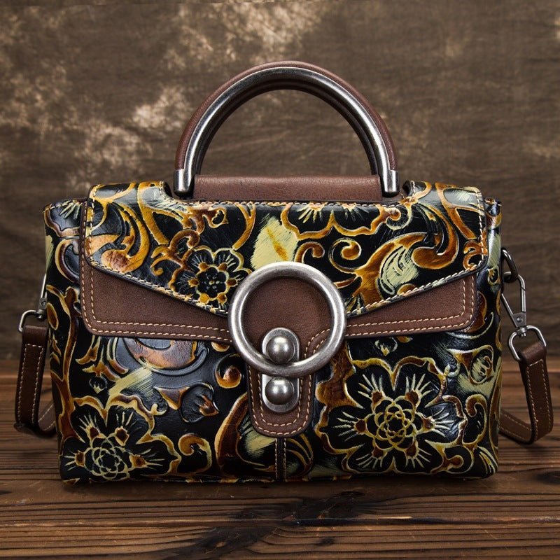 Ethereal Essence 2 - Retro Cowhide Handbag by The Nevermore – Unique Bags by Nevermore Lifestyle & Tech | Apricot