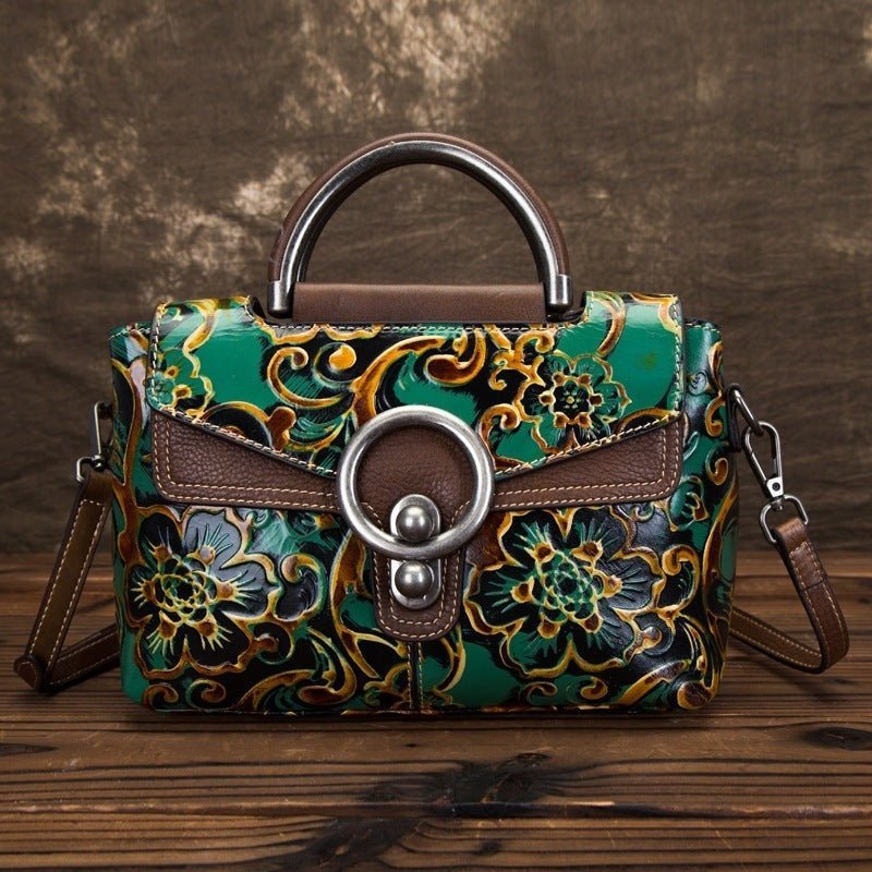 Ethereal Essence 2 - Retro Cowhide Handbag by The Nevermore – Unique Bags by Nevermore Lifestyle & Tech | Green