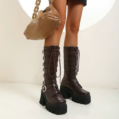 Evadne Thornfield - Gothic High - Heeled Boots by The Nevermore – Unique Boots for Women by Nevermore Lifestyle & Tech | 35 Brown