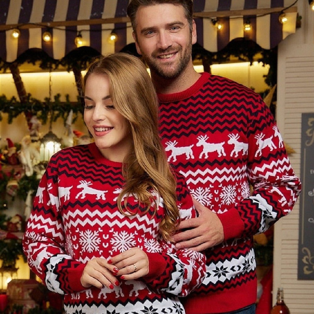 Evergleam Cheer – Christmas Couple Sweater by The Nevermore – Unique Christmas by Nevermore Lifestyle & Tech | L Red female