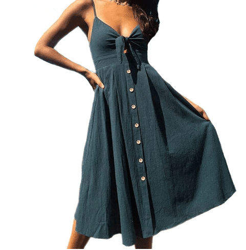 Everly Sage - Bow Back Summer Dress by The Nevermore – Unique by Nevermore Lifestyle & Tech | L Cyan