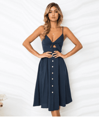 Everly Sage - Bow Back Summer Dress by The Nevermore – Unique by Nevermore Lifestyle & Tech | L Navy